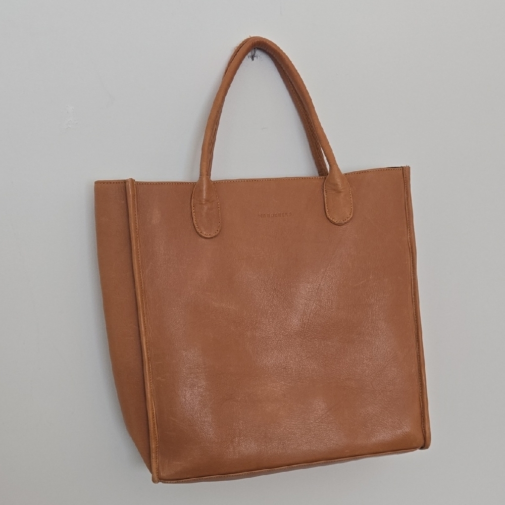 Wanderers Travel Co Kangaroo Leather Large Laptop Tote Bag Minimalist Normcore